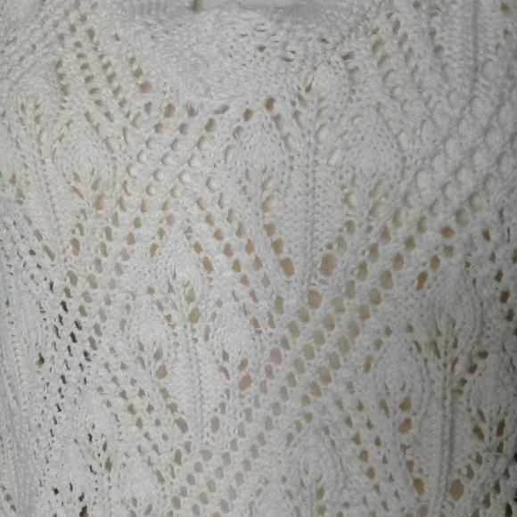 United States Sweaters Ivory Loose Open Weave Sweater Hi-Low Tunic U.S.A  Medium - Picture 5 of 8